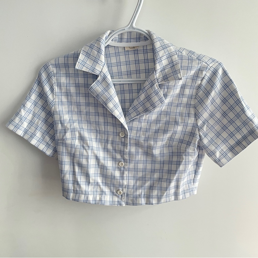 John Galt by Brandy Melville Plaid Cropped Shirt